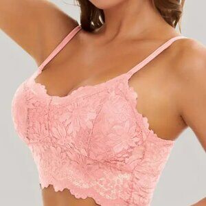 4pcs LACED CAMI TOPS NYLON BLEND WIRELESS BRAS SIZE M NEW